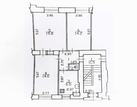 Продажа 3-комнатной квартиры 60,7 м², 1/5 этаж