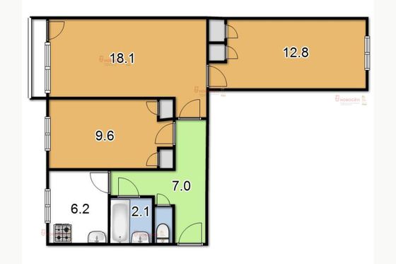 Продажа 3-комнатной квартиры 59 м², 1/5 этаж