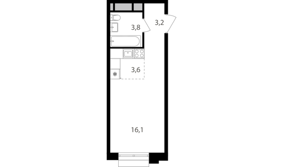 Продажа 1-комнатной квартиры 26,7 м², 9/9 этаж