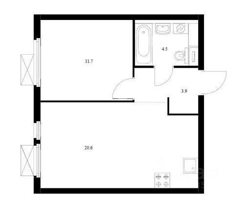 Продажа 1-комнатной квартиры 40,7 м², 6/33 этаж