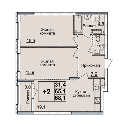 Продажа 2-комнатной квартиры 68 м², 14/20 этаж