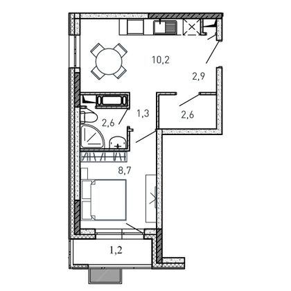 29,5 м², 1-комн. квартира, 10/17 этаж