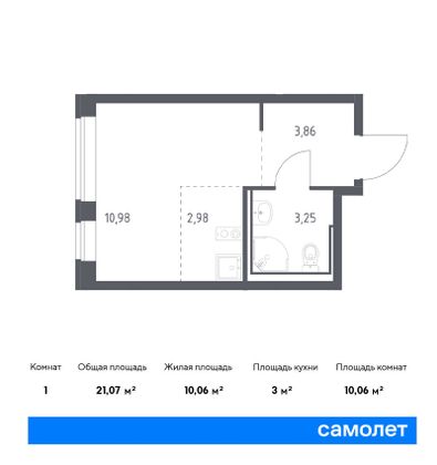 21,1 м², студия, 12/14 этаж