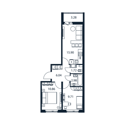 Продажа 2-комнатной квартиры 48,8 м², 3/12 этаж