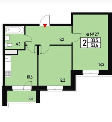 Продажа 2-комнатной квартиры 53,7 м², 1/3 этаж