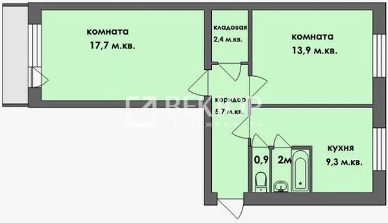 Продажа 2-комнатной квартиры 40,7 м², 2/5 этаж