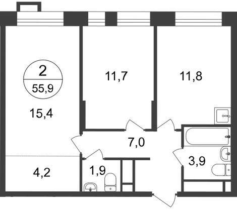 Продажа 2-комнатной квартиры 55,9 м², 18/20 этаж