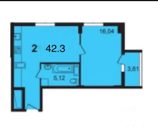 Продажа 2-комнатной квартиры 42,3 м², 7/17 этаж