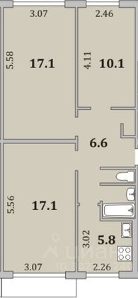 Продажа 3-комнатной квартиры 62 м², 3/5 этаж