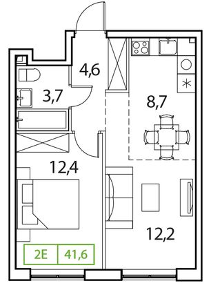 Продажа 2-комнатной квартиры 41,6 м², 9/17 этаж