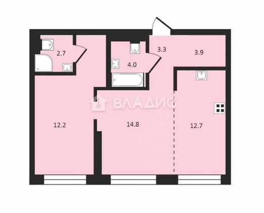 Продажа 2-комнатной квартиры 57,4 м², 13/28 этаж