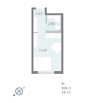 Продажа квартиры-студии 19,7 м², 16/17 этаж