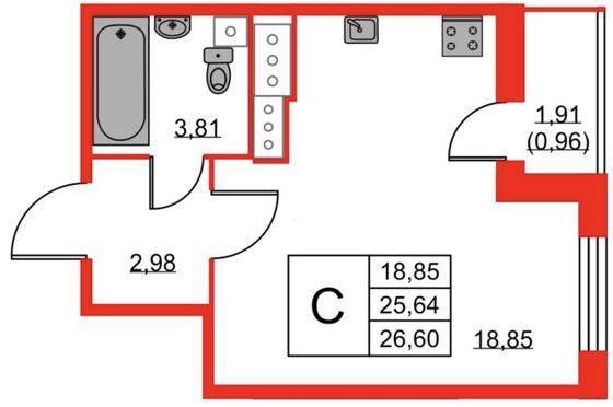 Продажа квартиры-студии 27 м², 11/24 этаж