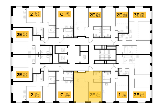 Продажа 2-комнатной квартиры 42 м², 18/23 этаж