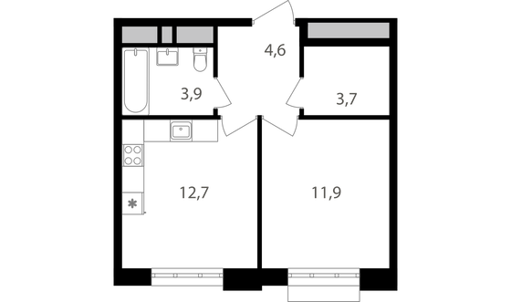 Продажа 1-комнатной квартиры 36,8 м², 2/20 этаж