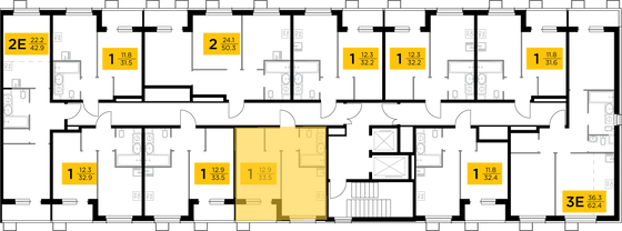 Продажа 1-комнатной квартиры 33,5 м², 12/13 этаж