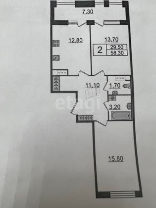 Продажа 2-комнатной квартиры 59,4 м², 6/10 этаж