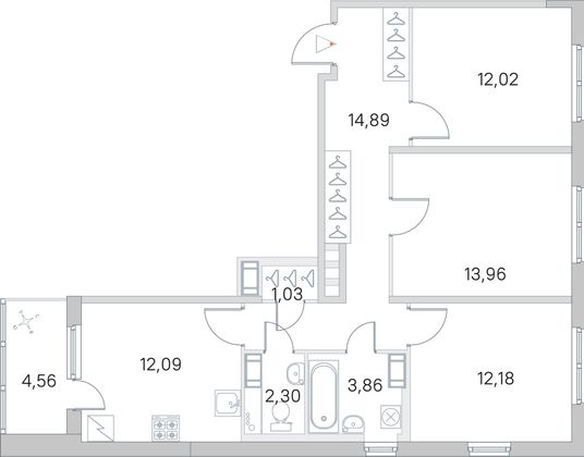 Продажа 3-комнатной квартиры 74,6 м², 3/5 этаж