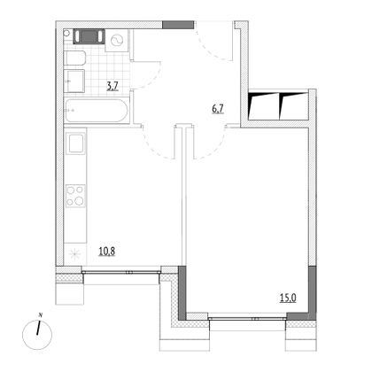 Продажа 1-комнатной квартиры 36,2 м², 4/7 этаж