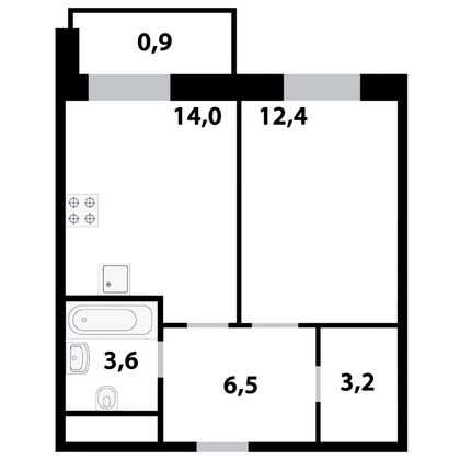 Продажа 1-комнатной квартиры 40,6 м², 5/25 этаж