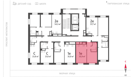 35,9 м², 1-комн. квартира, 4/10 этаж