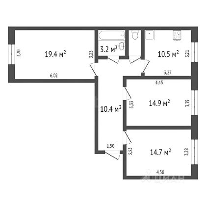 Продажа 3-комнатной квартиры 75,1 м², 5/5 этаж