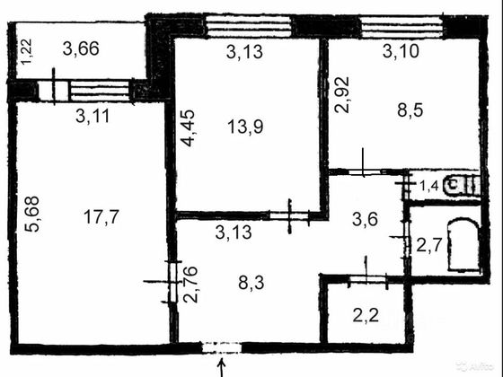 Продажа 2-комнатной квартиры 62 м², 2/5 этаж