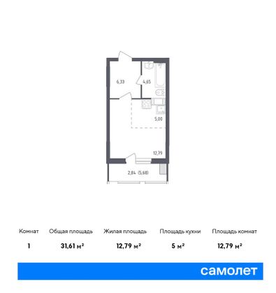 31,6 м², студия, 7/12 этаж