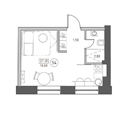 Продажа квартиры-студии 21,3 м², 3/5 этаж
