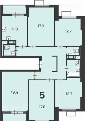 Продажа многокомнатной квартиры 119,6 м², 2/8 этаж