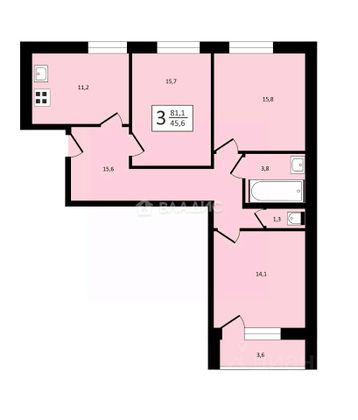 Продажа 3-комнатной квартиры 81,1 м², 7/10 этаж
