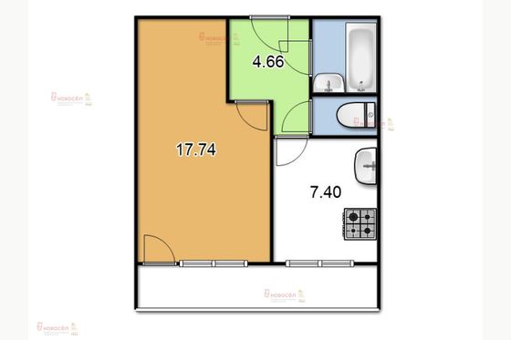 Аренда 1-комнатной квартиры 31 м², 3/4 этаж