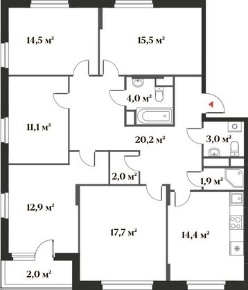 119,2 м², 5-комн. квартира, 2/6 этаж