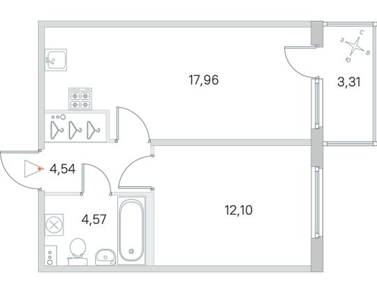 Продажа 1-комнатной квартиры 40,2 м², 1/4 этаж