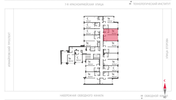 41,9 м², 1-комн. квартира, 8/11 этаж