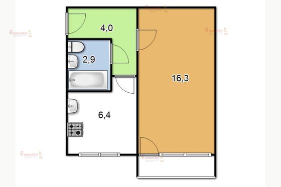 Продажа 1-комнатной квартиры 30,6 м², 2/2 этаж