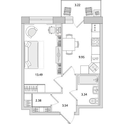 Продажа 1-комнатной квартиры 36 м², 4/24 этаж