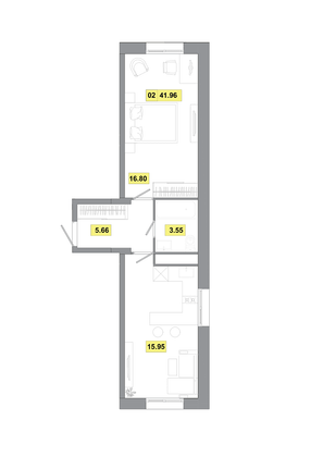 Продажа 2-комнатной квартиры 42 м², 4 этаж