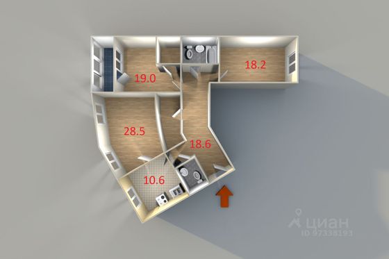 Продажа 3-комнатной квартиры 102 м², 16/17 этаж