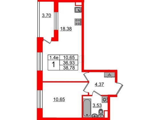Продажа 1-комнатной квартиры 36,9 м², 2/5 этаж