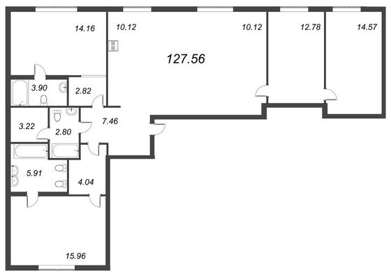 127,6 м², 4-комн. квартира, 2/10 этаж