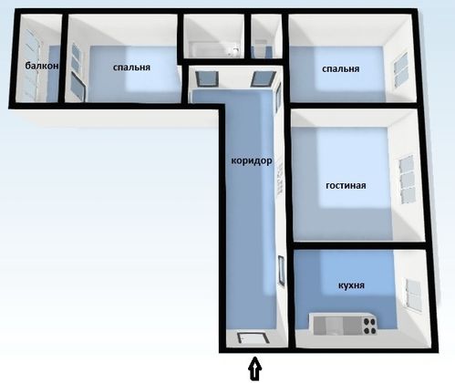 Продажа 3-комнатной квартиры 58,3 м², 3/9 этаж