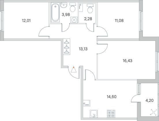 Продажа 3-комнатной квартиры 75,6 м², 1/8 этаж