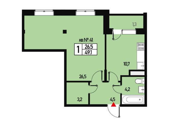 Продажа 1-комнатной квартиры 49 м², 3/3 этаж