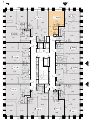 Продажа 1-комнатной квартиры 30,2 м², 5/22 этаж