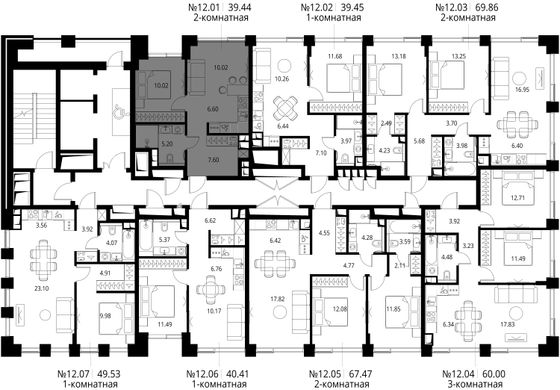 Продажа 2-комнатной квартиры 39,4 м², 12/21 этаж