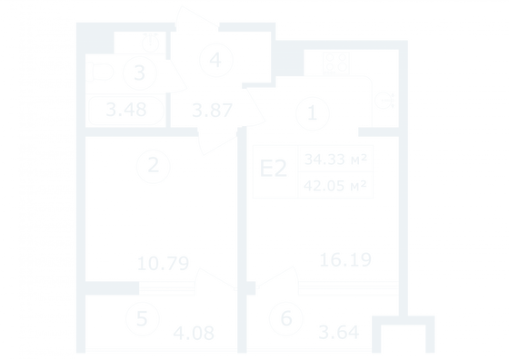 Продажа 1-комнатной квартиры 42 м², 4/12 этаж