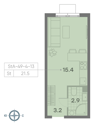 Продажа квартиры-студии 21,5 м², 7/23 этаж