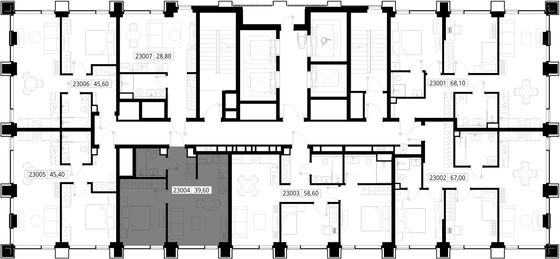 Продажа 1-комнатной квартиры 39,6 м², 30/36 этаж