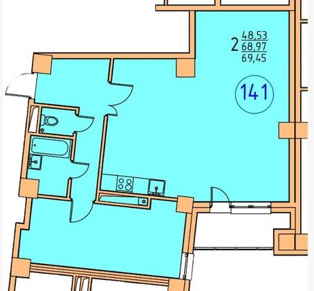 Продажа 2-комнатной квартиры 67,8 м², 9/14 этаж